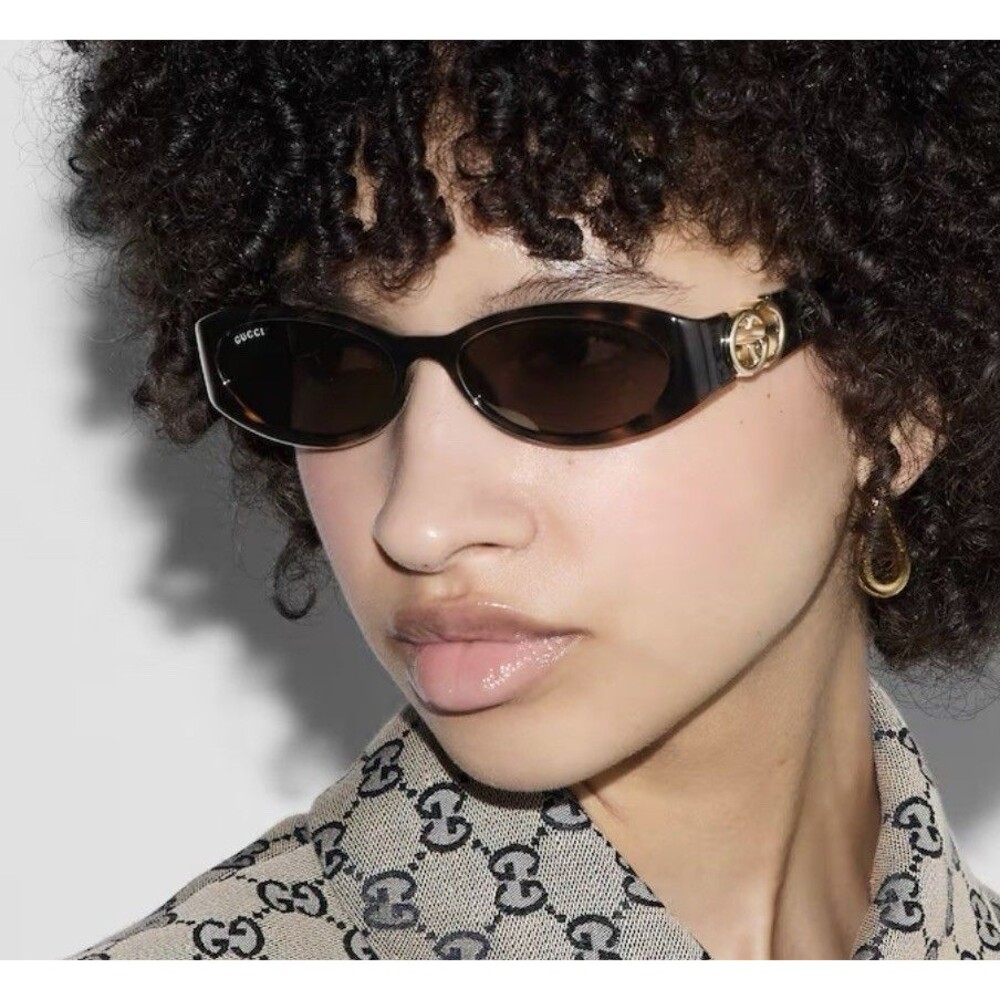 Vintage 1990s Gucci Sunglasses Tortoise GG Logo Brown Gold GG 2196/S